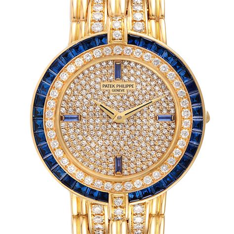 patek philippe gold diamond mit saphire|Patek Philippe .